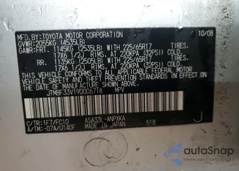 2009 Toyota Rav4 from USA, damaged, VIN JTMBF33V19D006718